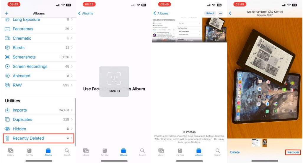 蓬莱苹果14维修分享 iPhone14 上恢复已删除的照片 