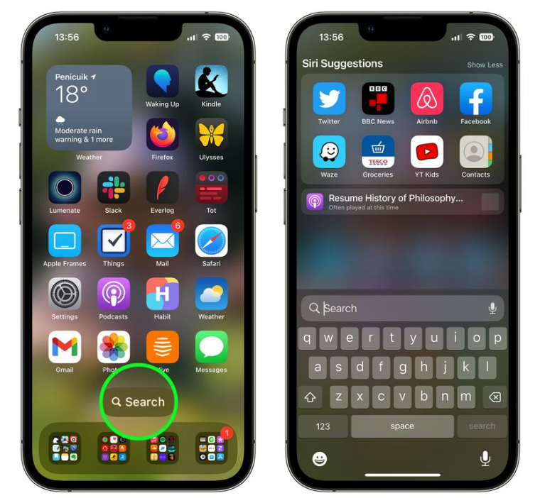 蓬莱苹果手机维修分享升级到 iOS 16 后，如何删除主屏幕上的搜索按钮 